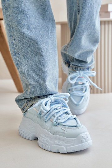 Scarpe modello sneakers da donna con suola massiccia alla moda colore blu Nevela 2