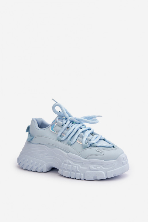 Scarpe modello sneakers da donna con suola massiccia alla moda colore blu Nevela
