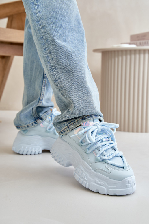 Scarpe modello sneakers da donna con suola massiccia alla moda colore blu Nevela