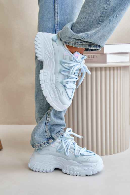 Scarpe modello sneakers da donna con suola massiccia alla moda colore blu Nevela