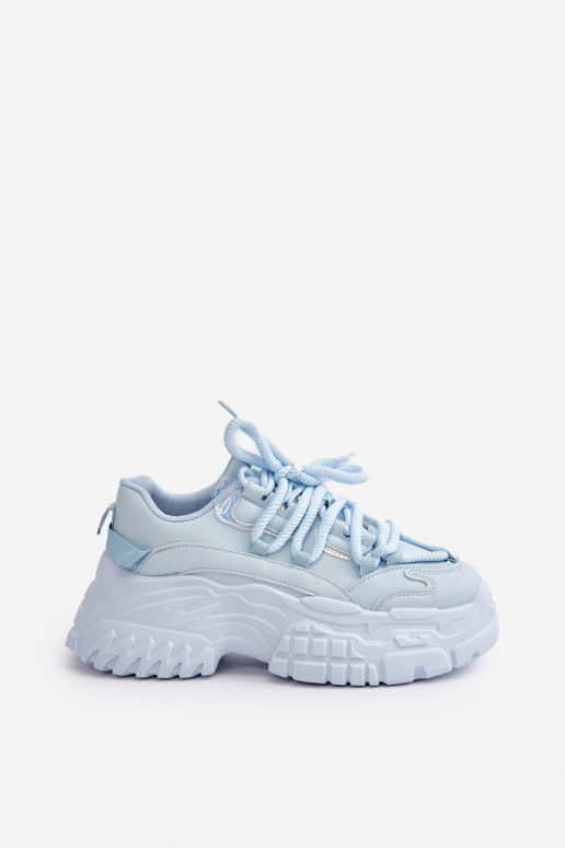 Scarpe modello sneakers da donna con suola massiccia alla moda colore blu Nevela