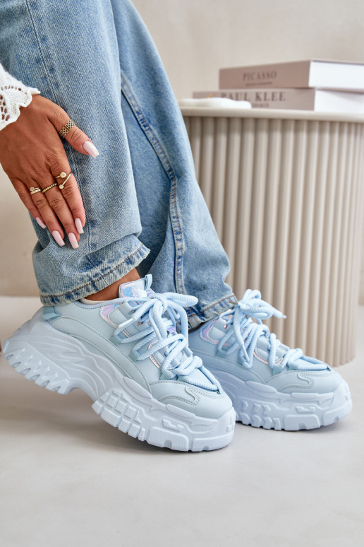 Scarpe modello sneakers da donna con suola massiccia alla moda colore blu Nevela