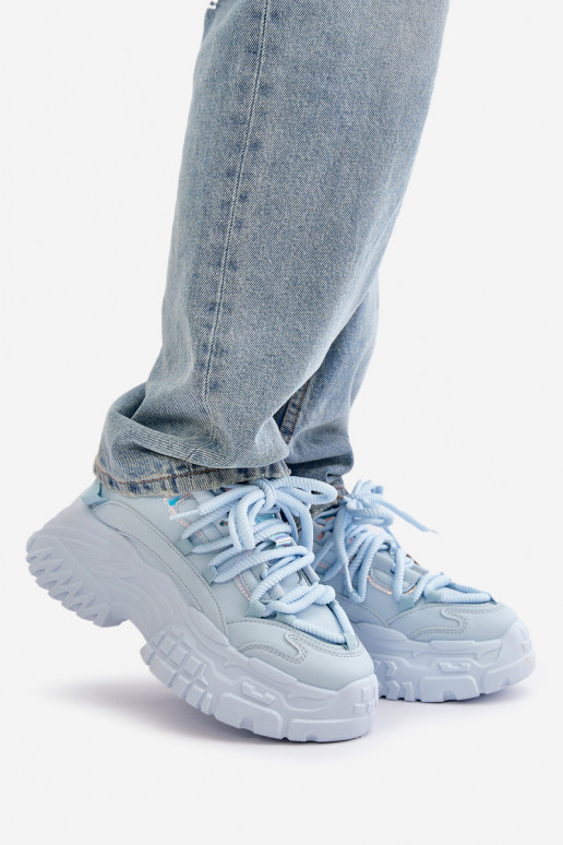 Scarpe modello sneakers da donna con suola massiccia alla moda colore blu Nevela