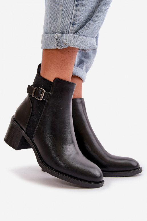 Stivali da donna riscaldati con tacchi con fibbie in Nevillira nera