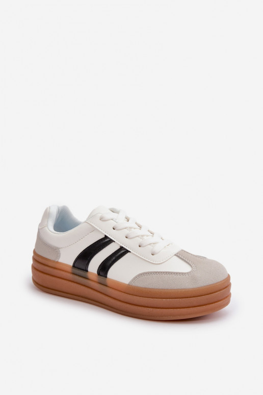 Scarpe modello sneakers Femminile con una piattaforma Bianco-colore grigio Nesonice Scarpe modello sneakers Femminile con una piattaforma Bianco-colore grigio Nesonice