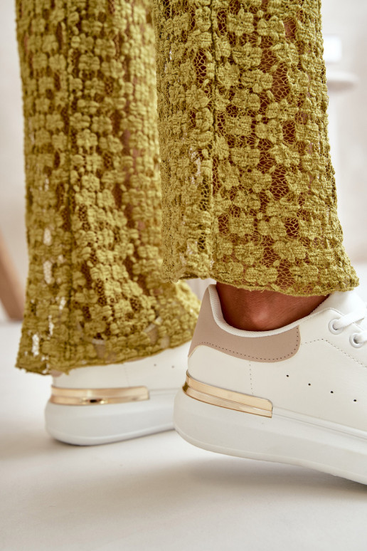 Basso Scarpe per il tempo libero con una piattaforma in ecopelle Bianco-beige Nevelena