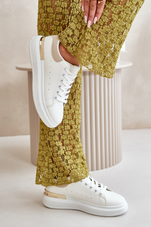 Basso Scarpe per il tempo libero con una piattaforma in ecopelle Bianco-beige Nevelena