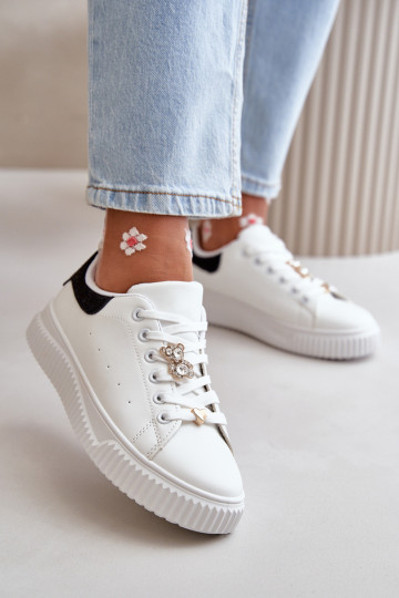 scarpe da ginnastica con suola piatta in ecopelle Z Przypinkami Bianco-colore nero Cillione