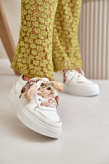 Scarpe modello sneakers Da Donna con plateau Con lacci decorativi in colore bianco Mistra