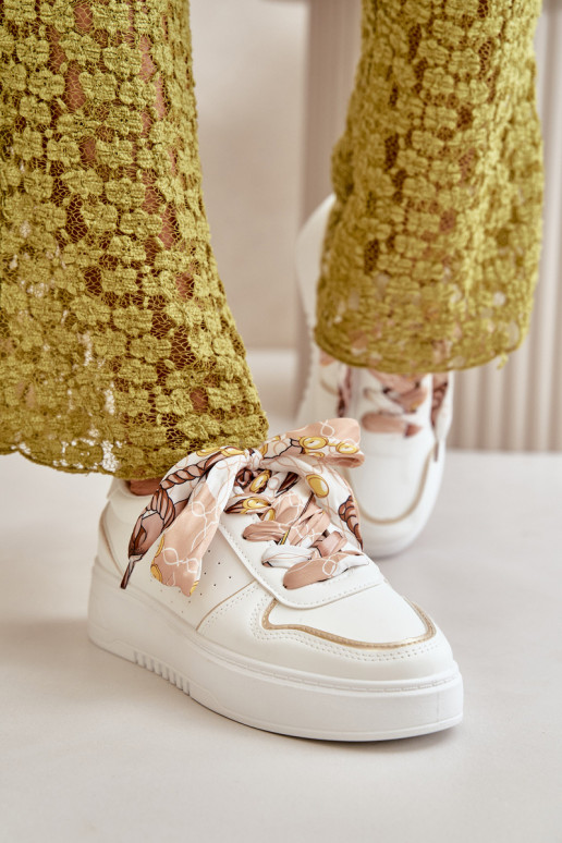Scarpe modello sneakers Da Donna con plateau Con lacci decorativi in colore bianco Mistra
