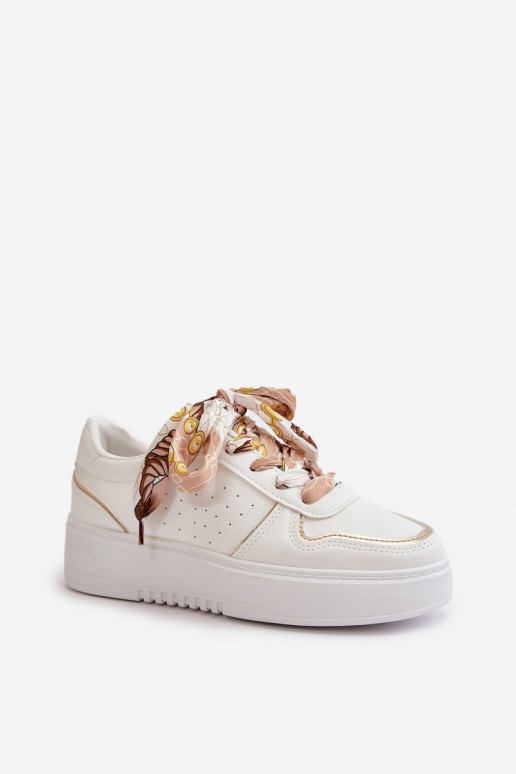 Scarpe modello sneakers Da Donna con plateau Con lacci decorativi in colore bianco Mistra