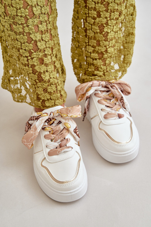 Scarpe modello sneakers Da Donna con plateau Con lacci decorativi in colore bianco Mistra