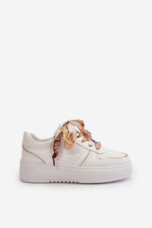 Scarpe modello sneakers Da Donna con plateau Con lacci decorativi in colore bianco Mistra
