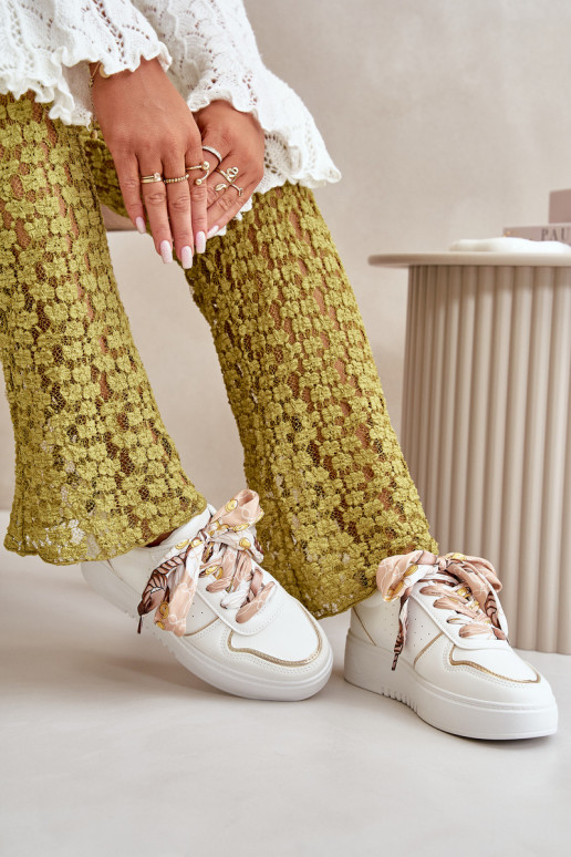 Scarpe modello sneakers Da Donna con plateau Con lacci decorativi in colore bianco Mistra