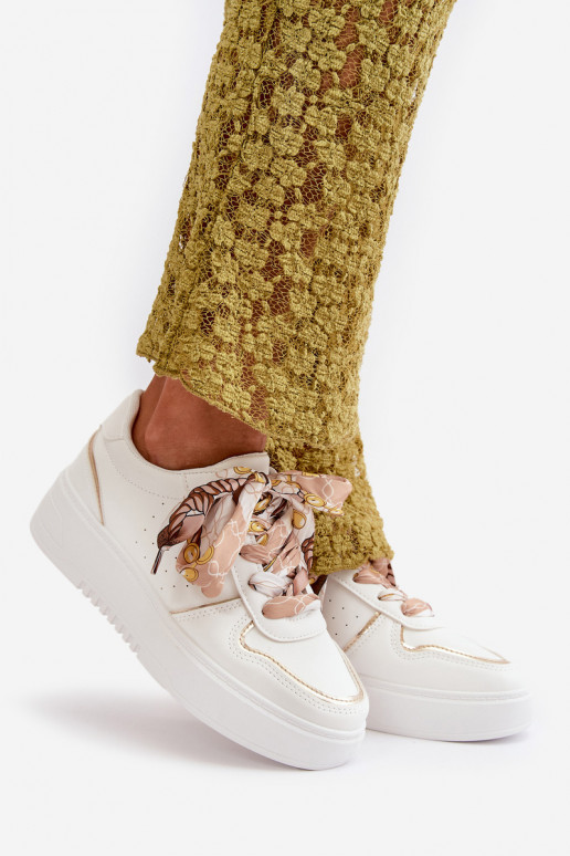 Scarpe modello sneakers Da Donna con plateau Con lacci decorativi in colore bianco Mistra