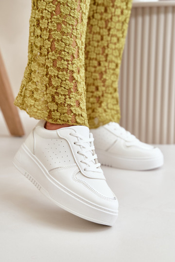 Scarpe modello sneakers Da Donna con plateau Con lacci decorativi in colore bianco Mistra
