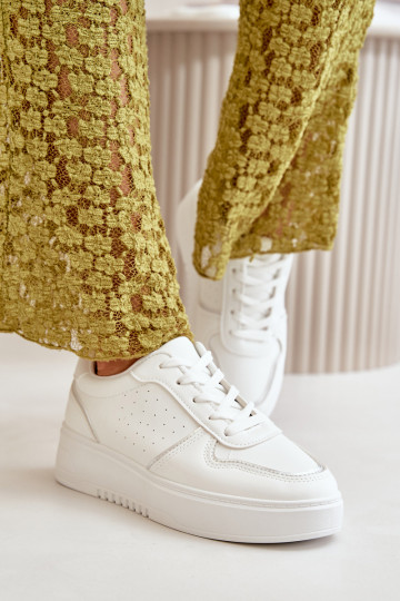 Scarpe modello sneakers Da Donna con plateau Con lacci decorativi in colore bianco Mistra 2