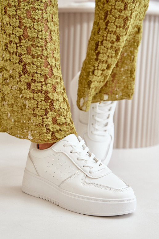 Scarpe modello sneakers Da Donna con plateau Con lacci decorativi in colore bianco Mistra