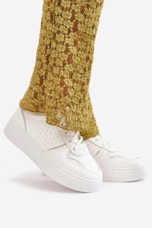 Scarpe modello sneakers Da Donna con plateau Con lacci decorativi in colore bianco Mistra