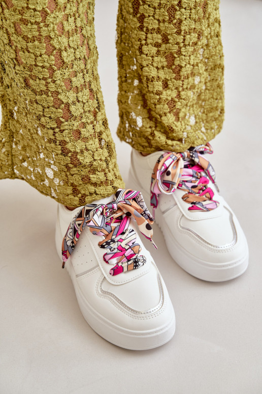 Scarpe modello sneakers Da Donna con plateau Con lacci decorativi in colore bianco Mistra