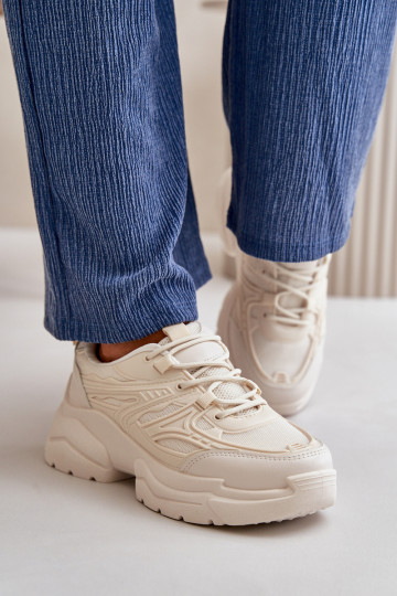 scarpe sportive modello sneakers scarpe da donna con suola massiccia alla moda avorio Lerista