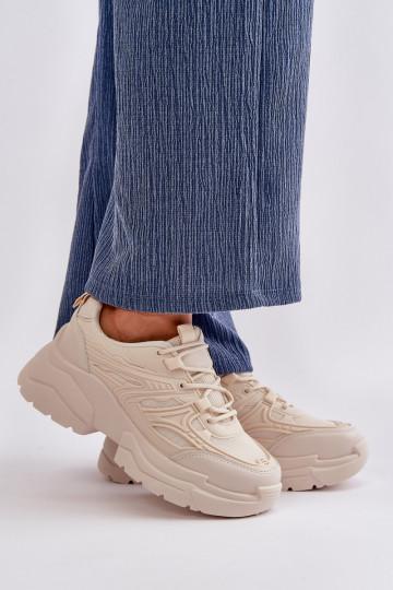 scarpe sportive modello sneakers scarpe da donna con suola massiccia alla moda avorio Lerista 2