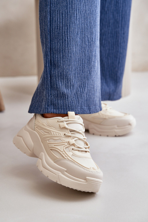 scarpe sportive modello sneakers scarpe da donna con suola massiccia alla moda avorio Lerista scarpe sportive modello sneakers scarpe da donna con suola massiccia alla moda avorio Lerista