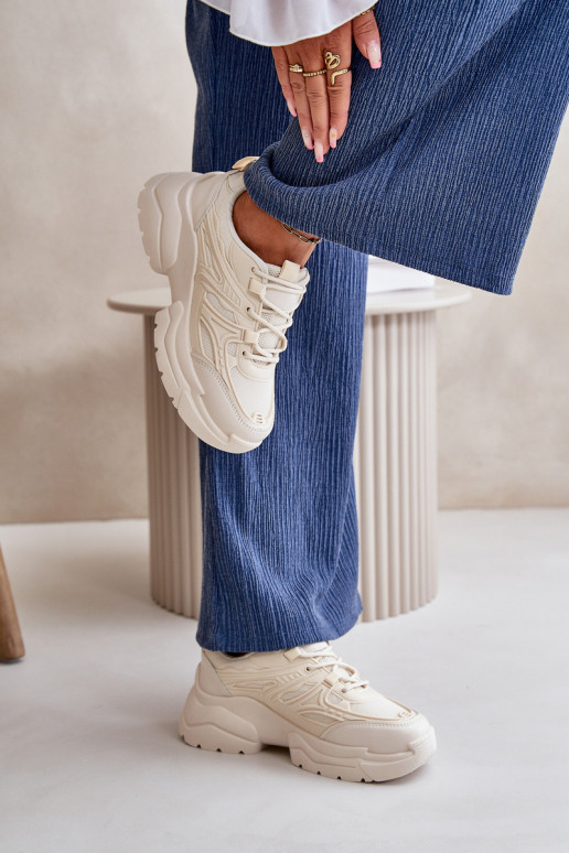 scarpe sportive modello sneakers scarpe da donna con suola massiccia alla moda avorio Lerista scarpe sportive modello sneakers scarpe da donna con suola massiccia alla moda avorio Lerista