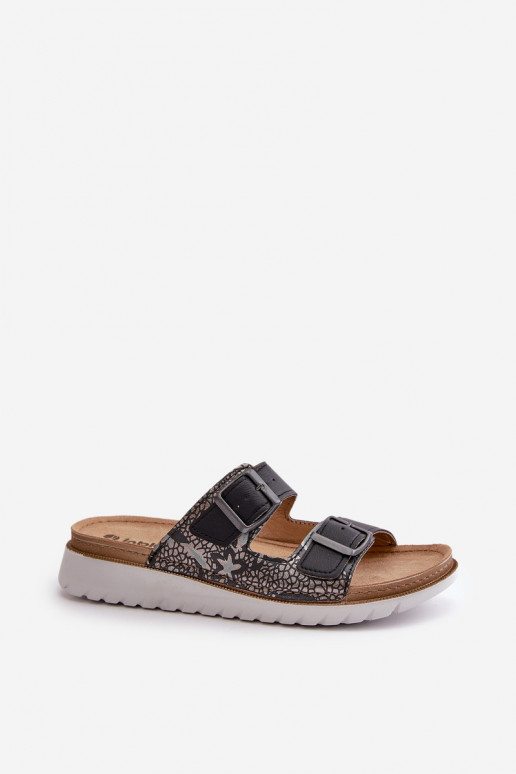 Femminile Pantofole comode con fibbie Inblu CN000033 blu scuro