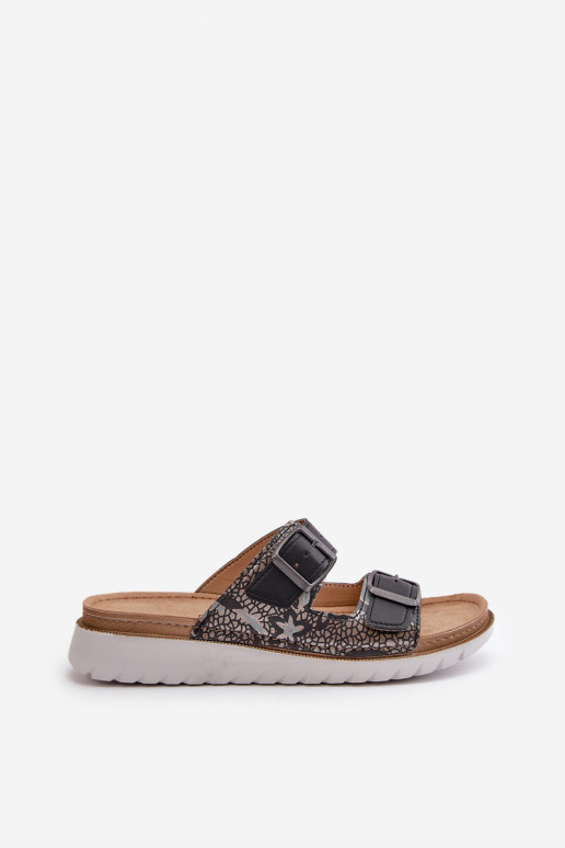 Femminile Pantofole comode con fibbie Inblu CN000033 blu scuro