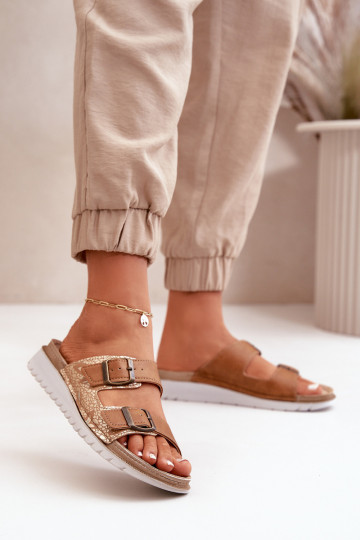 Comode ciabatte da donna con fibbie Inblu CN000033 colore marrone