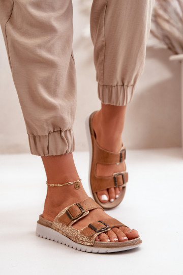Comode ciabatte da donna con fibbie Inblu CN000033 colore marrone 2