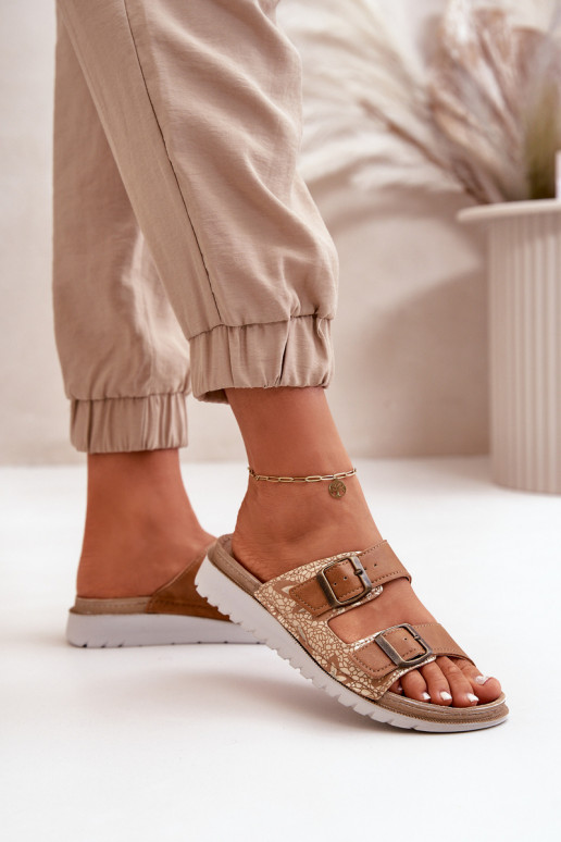 Femminile Pantofole comode con fibbie Inblu CN000033 colore marrone