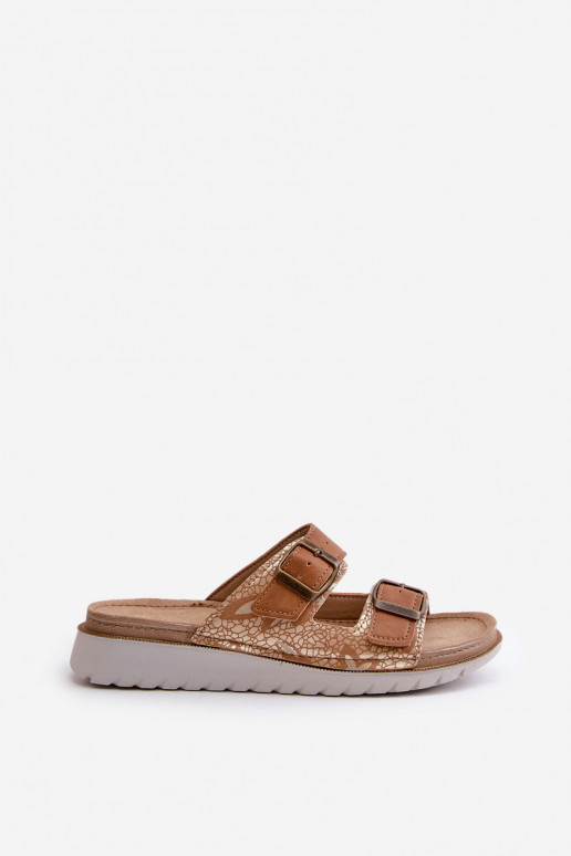 Femminile Pantofole comode con fibbie Inblu CN000033 colore marrone