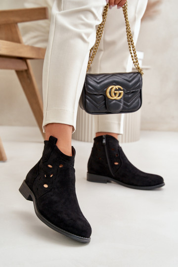 Stivali da donna con elementi traforati Al Castello colore nero S.Barski HY42-081