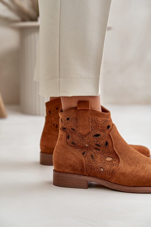 Stivali da donna con elementi traforati Al Castello colore marrone S.Barski HY42-081