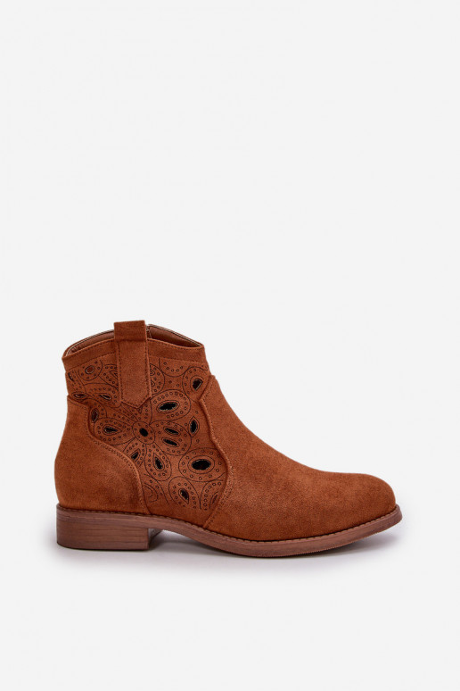 Stivali da donna con elementi traforati Al Castello colore marrone S.Barski HY42-081