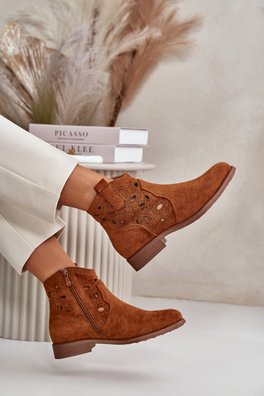 Stivali da donna con elementi traforati Al Castello colore marrone S.Barski HY42-081