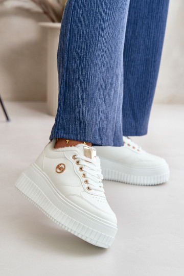 Scarpe modello sneakers scarpe sportive da donna riscaldate con suole massicce alla moda colore bianco Ardiela 2