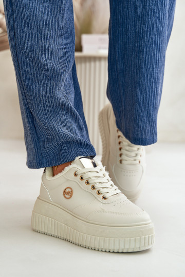 Scarpe modello sneakers scarpe sportive da donna riscaldate con suole massicce alla moda beige Ardiela 2