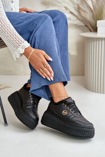 Scarpe modello sneakers scarpe sportive da donna calde con suole massicce alla moda colore nero Verisha