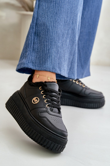 Scarpe modello sneakers scarpe sportive da donna calde con suole massicce alla moda colore nero Verisha 2