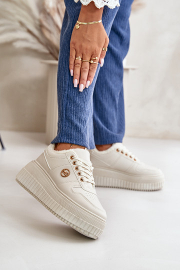 Scarpe modello sneakers scarpe da ginnastica Femminile riscaldamento con suole massicce alla moda beige Verissha