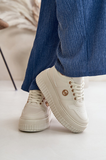 Scarpe modello sneakers scarpe sportive da donna calde con suole massicce alla moda beige Verisha 2