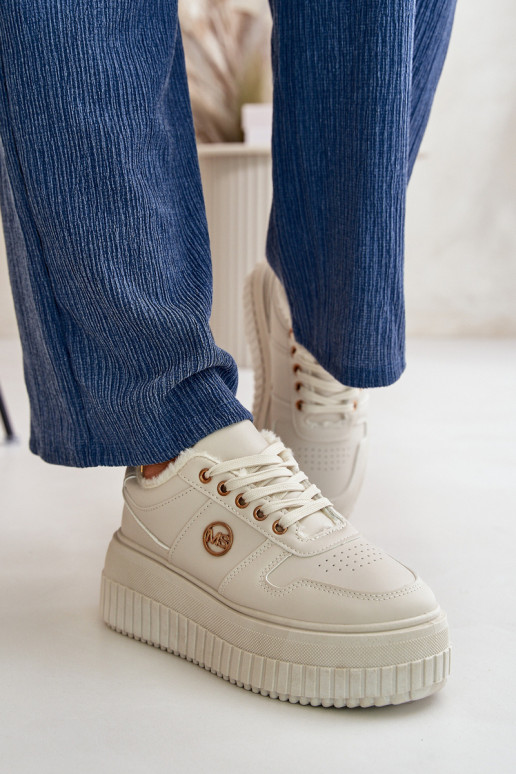 Scarpe modello sneakers scarpe da ginnastica Femminile riscaldamento con suole massicce alla moda beige Verissha