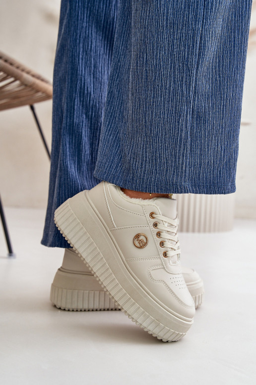 Scarpe modello sneakers scarpe da ginnastica Femminile riscaldamento con suole massicce alla moda beige Verissha