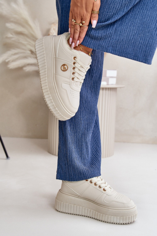 Scarpe modello sneakers scarpe da ginnastica Femminile riscaldamento con suole massicce alla moda beige Verissha