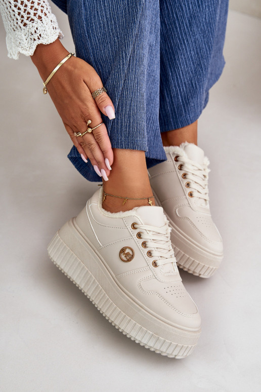 Scarpe modello sneakers scarpe da ginnastica Femminile riscaldamento con suole massicce alla moda beige Verissha