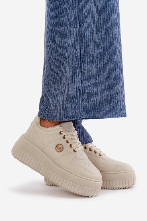 Scarpe modello sneakers scarpe da ginnastica Femminile riscaldamento con suole massicce alla moda beige Verissha