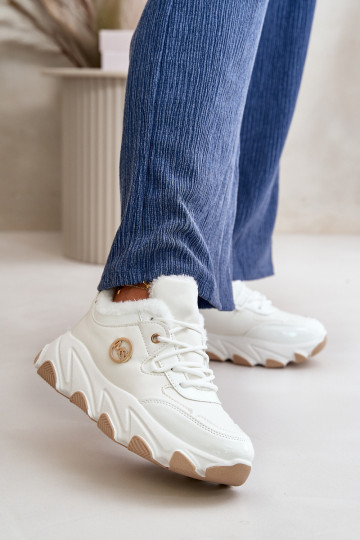 Scarpe sportive da donna con lacci riscaldati con plateau in colore bianco Biaola